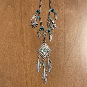 NWOT Bohemian Silver and Turquoise Necklace